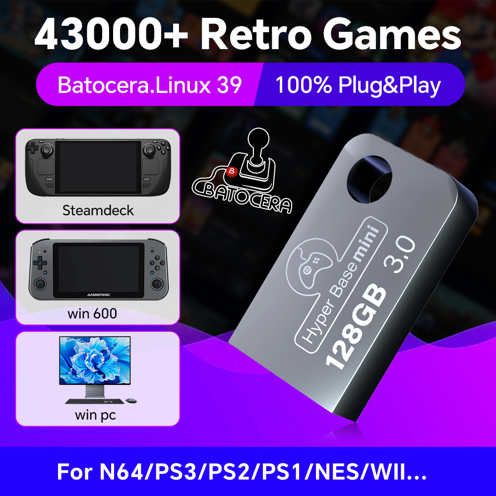 Retro Gaming Ps3 - Windows 43000 용 Batocera 128G USB