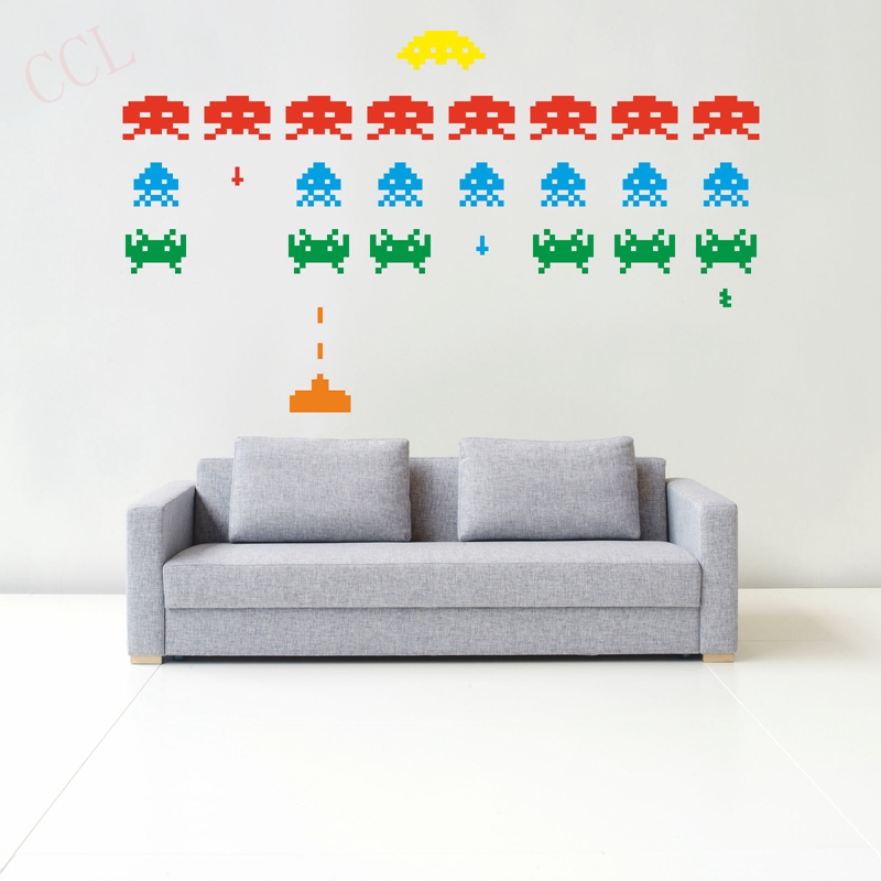 게이머 비닐 스티커 SPACE INVADERS 비디오  - Retro Gaming Wallpaper 리뷰 및 가격